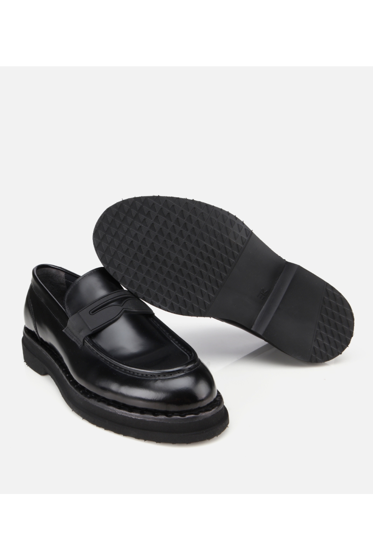 Erkek Açma Deri Siyah Kalın Tabanlı Klasik Loafer - Görsel 6