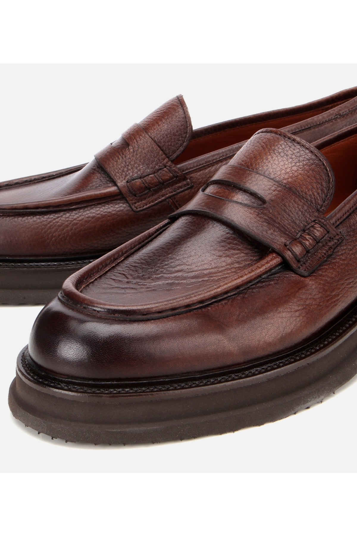 Erkek Deri Kahverengi Yumuşak Dokulu Kalın Tabanlı Klasik Loafer - Görsel 3