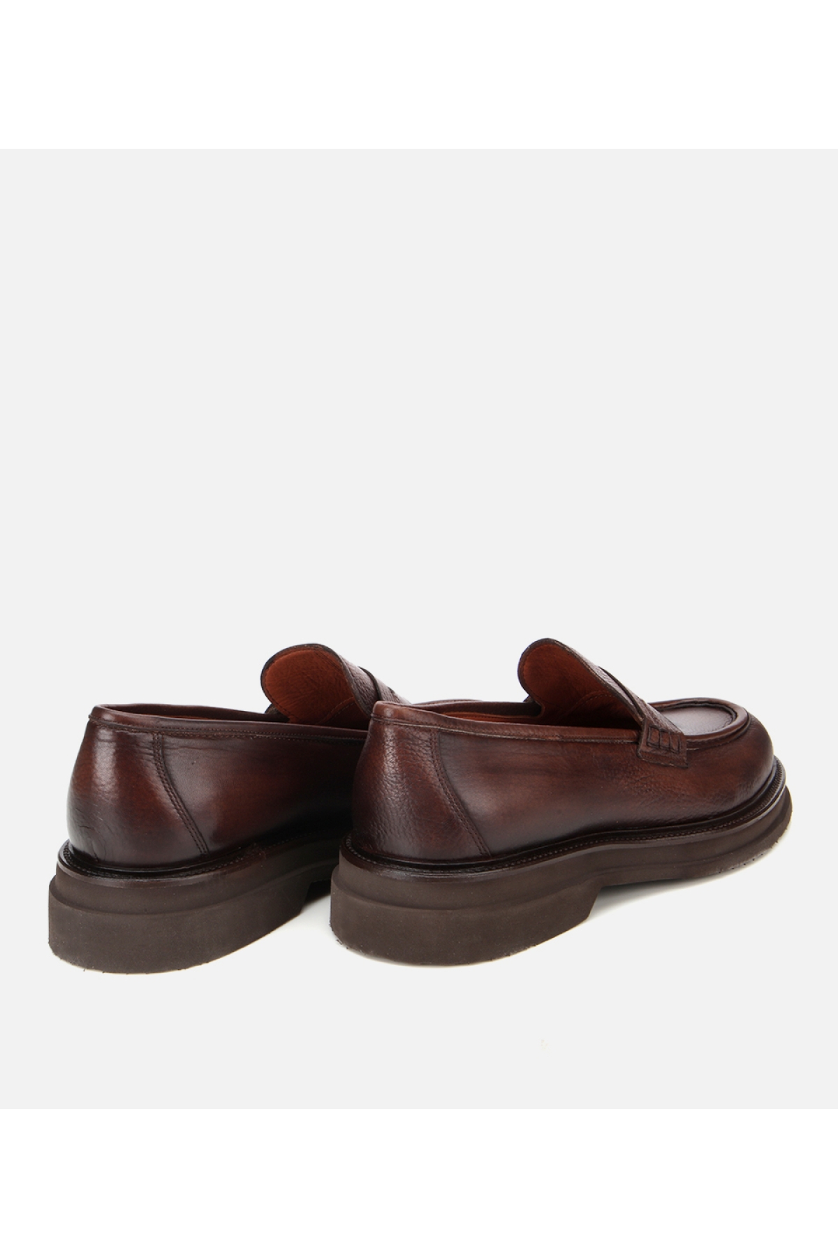 Erkek Deri Kahverengi Yumuşak Dokulu Kalın Tabanlı Klasik Loafer - Görsel 4