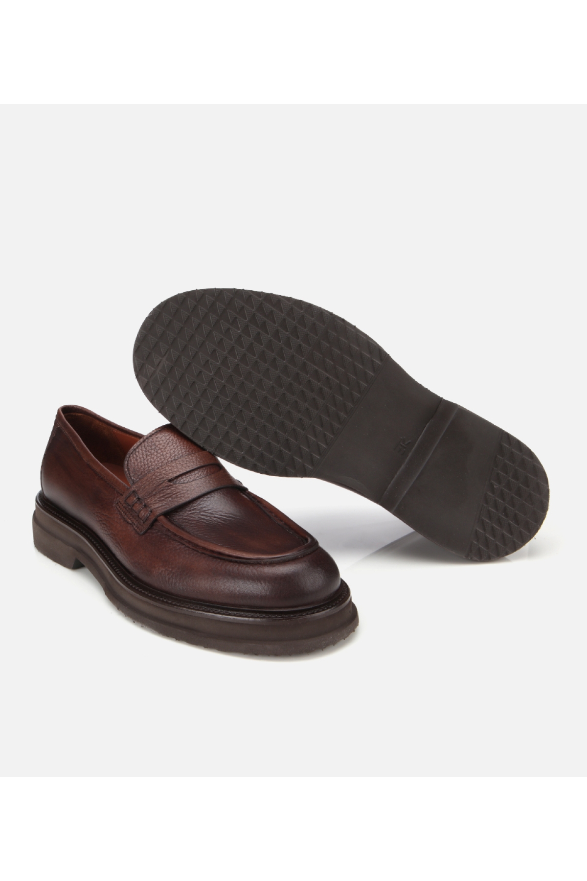 Erkek Deri Kahverengi Yumuşak Dokulu Kalın Tabanlı Klasik Loafer - Görsel 6