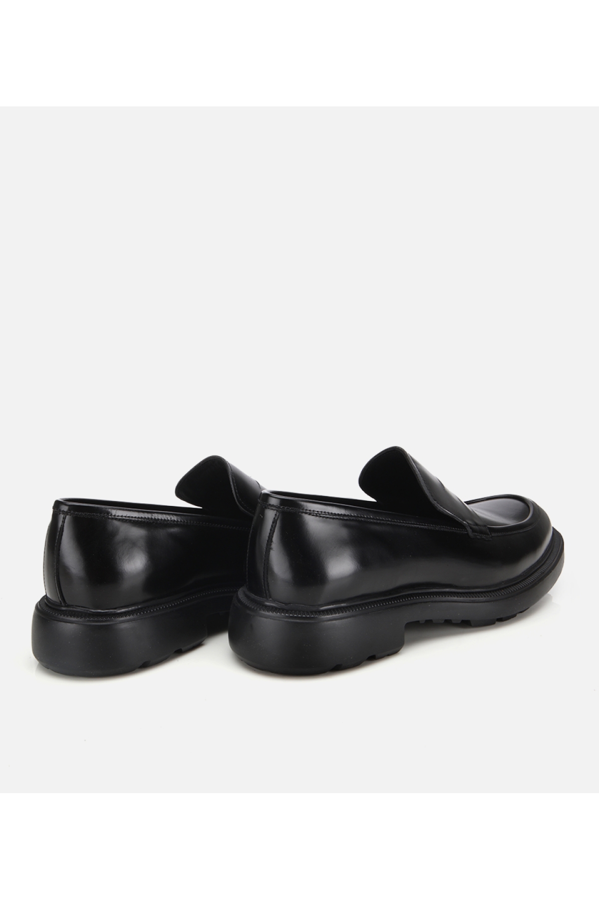 Erkek Açma Deri Siyah Kalın Tabanlı Klasik Loafer - Görsel 4