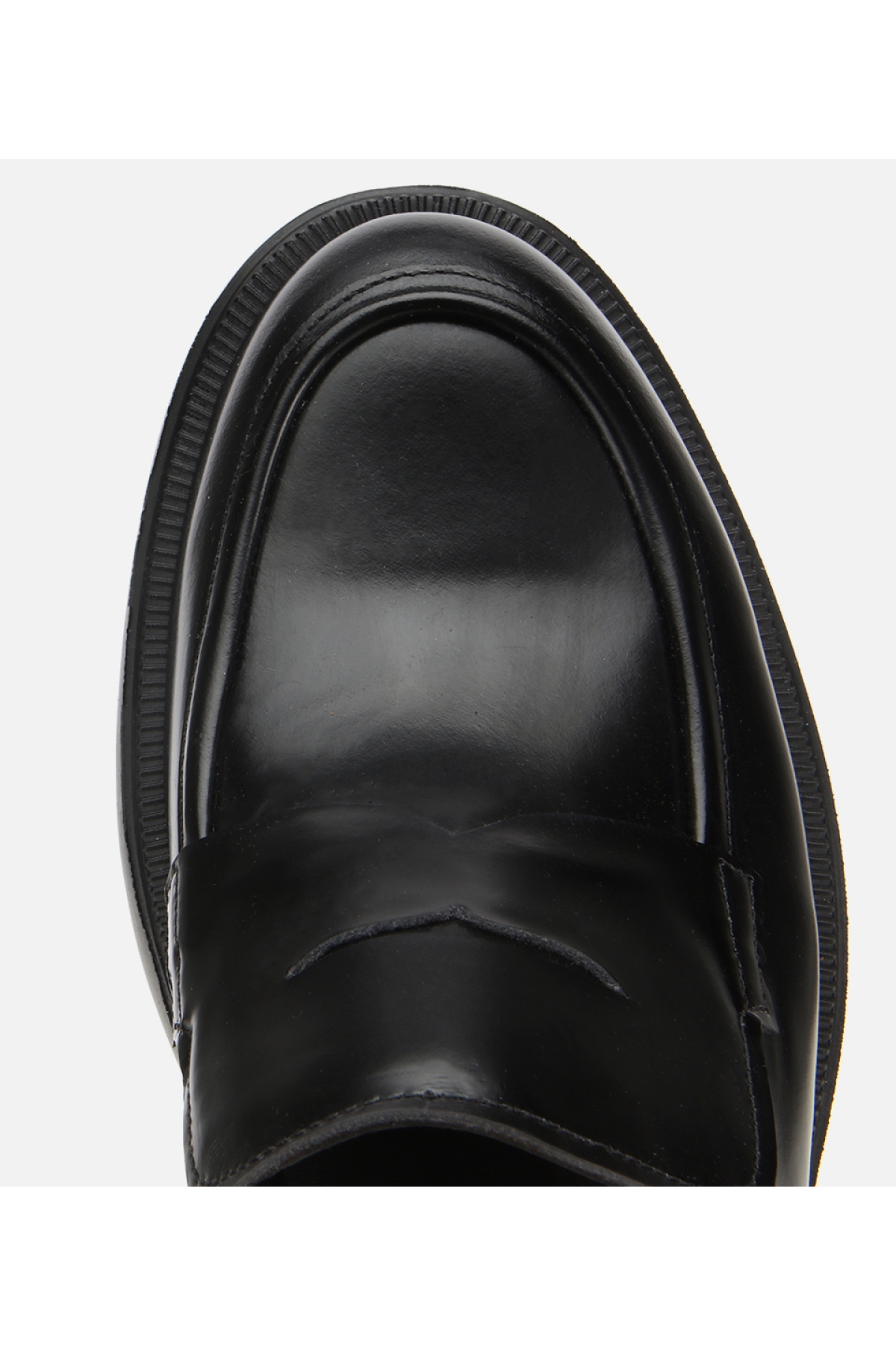 Erkek Açma Deri Siyah Kalın Tabanlı Klasik Loafer - Görsel 5