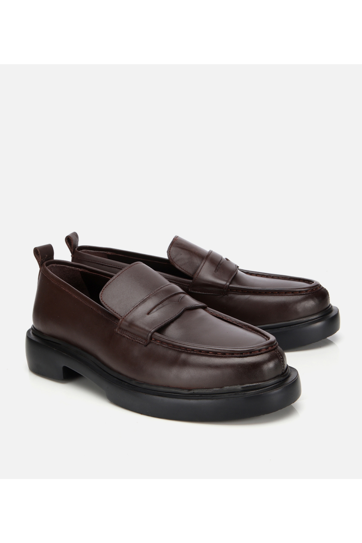 Erkek Deri Kahverengi Yüksek Tabanlı Klasik Loafer - Görsel 2