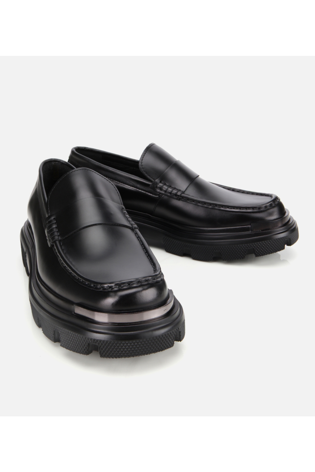 Erkek Deri Siyah Yüksek Tabanlı Klasik Loafer - Görsel 2