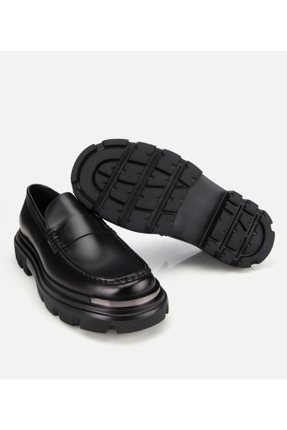 Erkek Deri Siyah Yüksek Tabanlı Klasik Loafer - Görsel 6