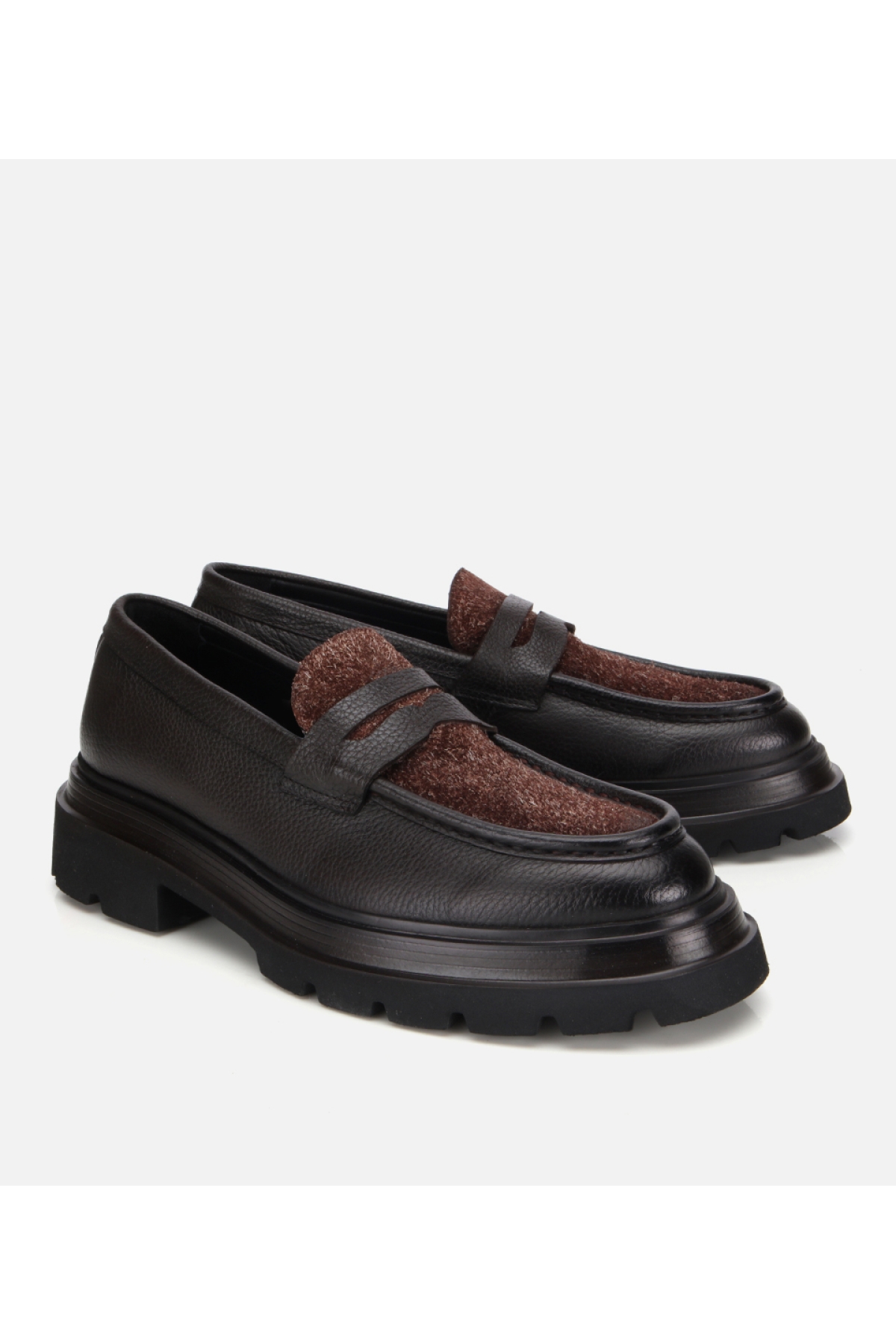 Erkek Deri Kahverengi Kırçıllı Yüksek Tabanlı Klasik Loafer - Görsel 2