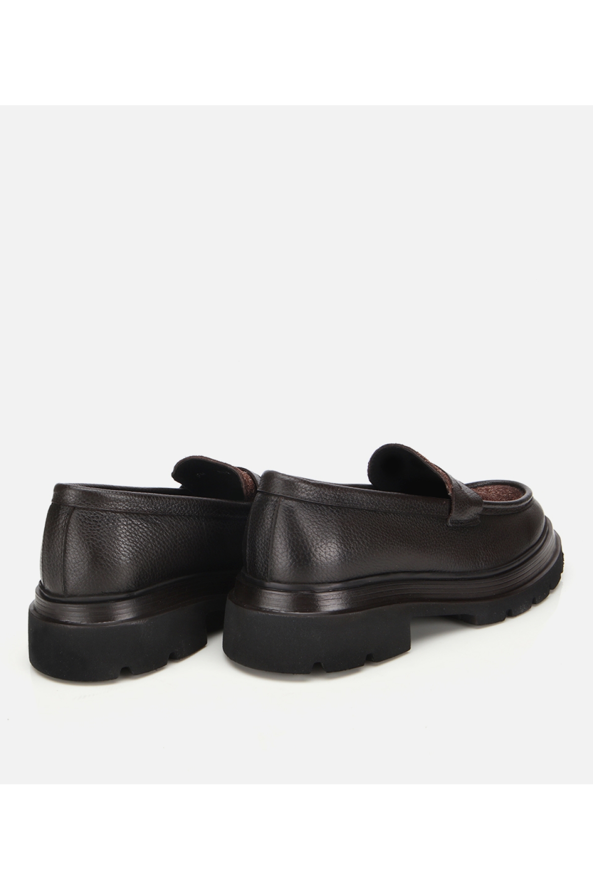 Erkek Deri Kahverengi Kırçıllı Yüksek Tabanlı Klasik Loafer - Görsel 4