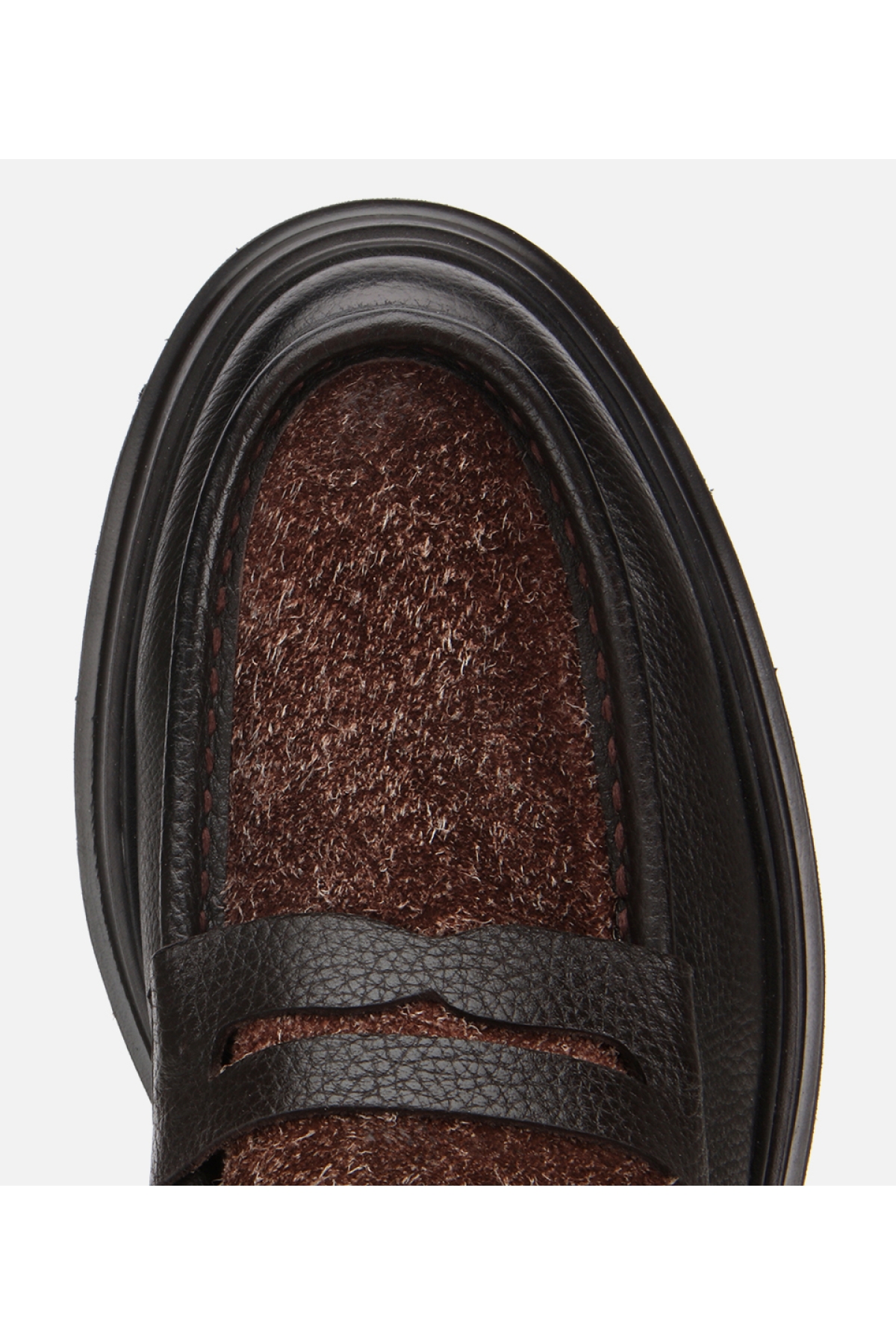 Erkek Deri Kahverengi Kırçıllı Yüksek Tabanlı Klasik Loafer - Görsel 5