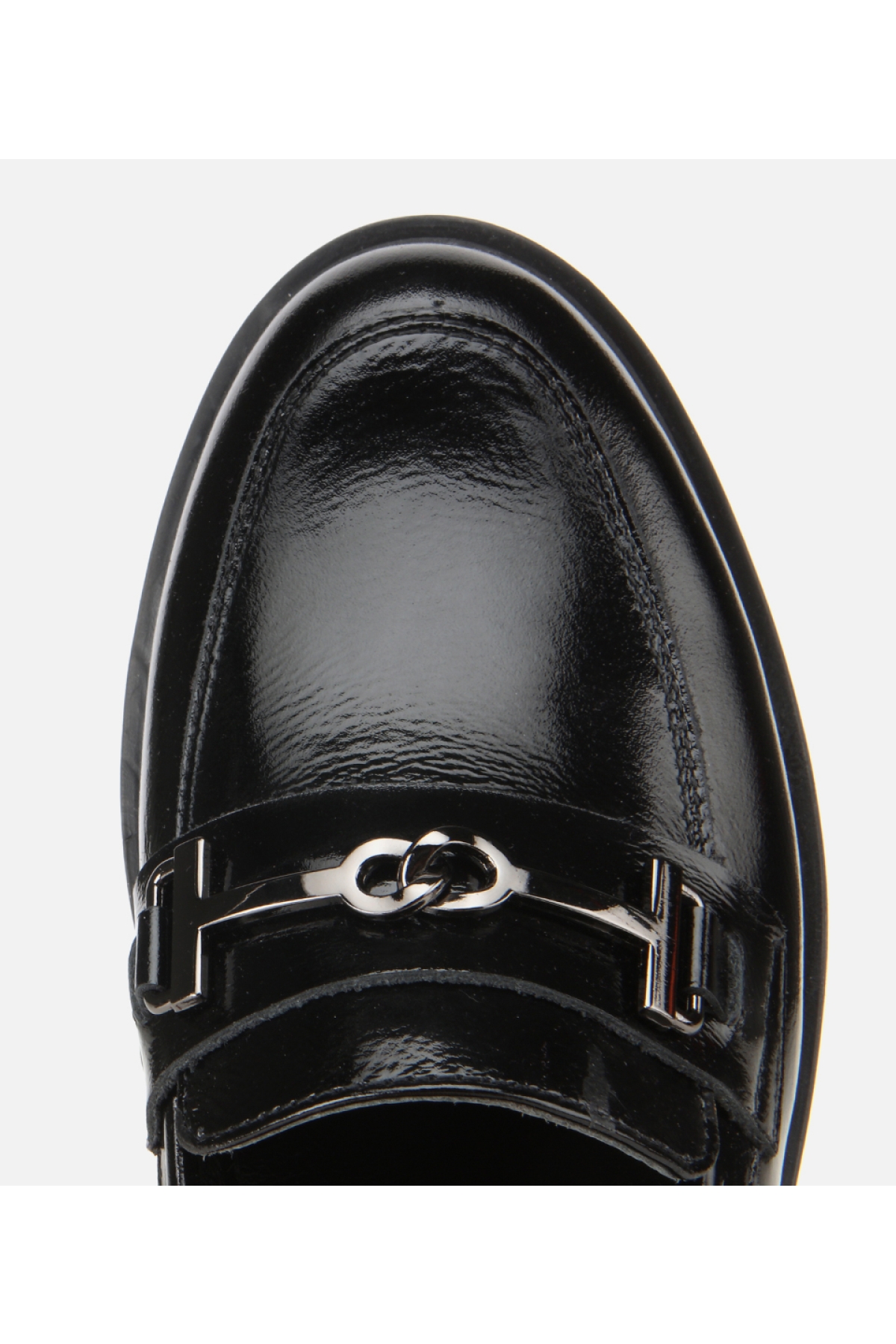 Kadın Deri Siyah Tokalı Klasik Loafer - Görsel 5