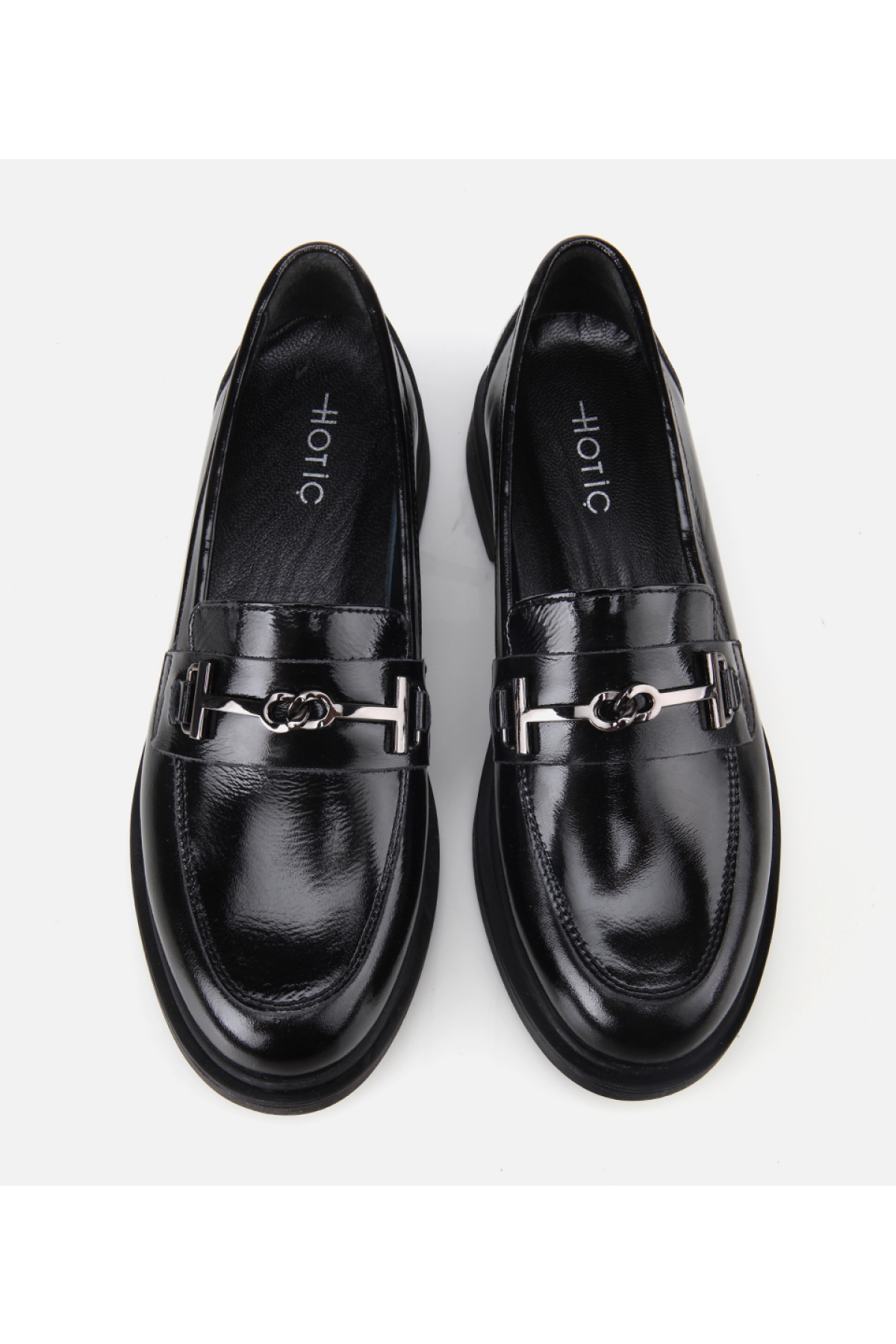 Kadın Deri Siyah Tokalı Klasik Loafer - Görsel 6