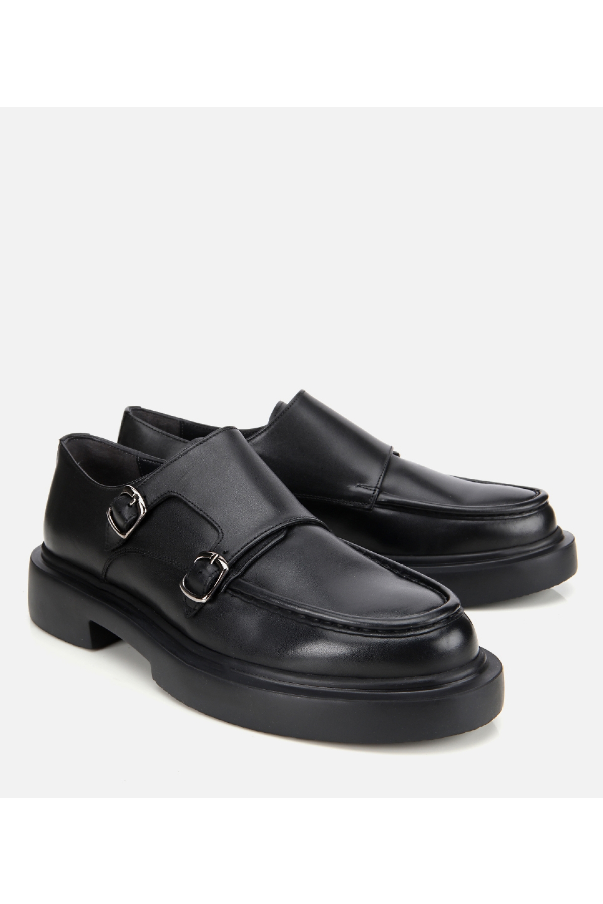 Erkek Deri Siyah Metal Tokalı Klasik Loafer - Görsel 2