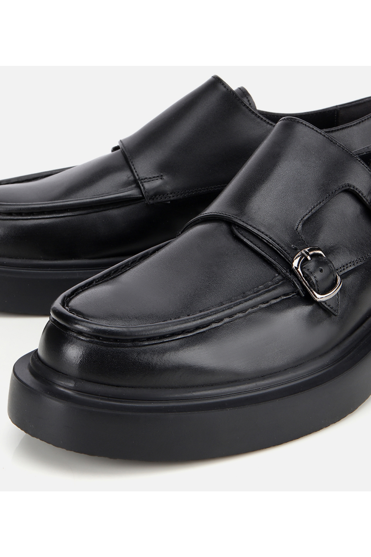 Erkek Deri Siyah Metal Tokalı Klasik Loafer - Görsel 3