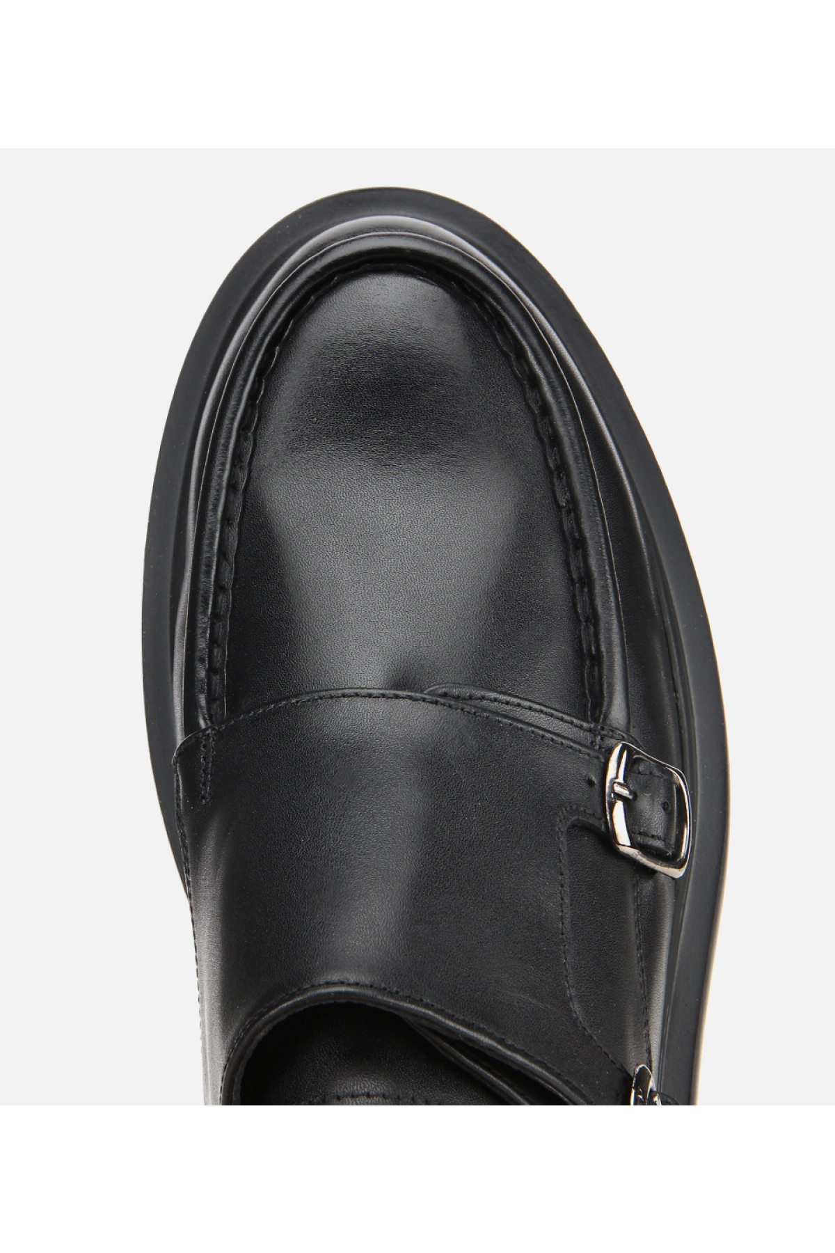 Erkek Deri Siyah Metal Tokalı Klasik Loafer - Görsel 5