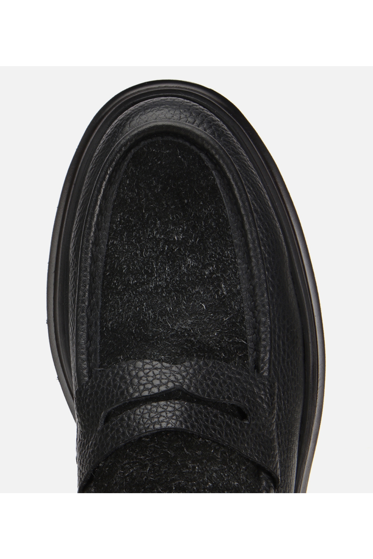 Erkek Deri Siyah Kırçıllı Yüksek Tabanlı Klasik Loafer - Görsel 6