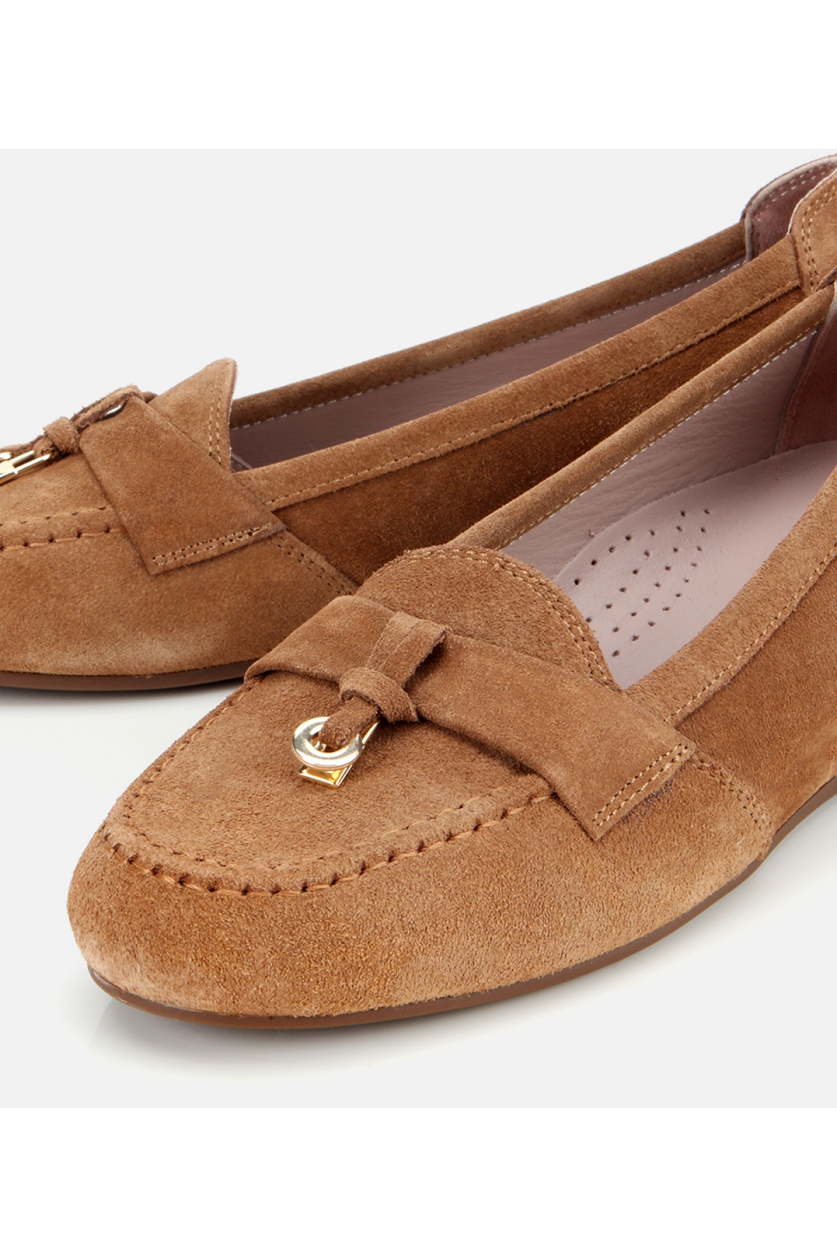 Kadın Süet Deri Taba Dolgu Topuklu Rahat Günlük Loafer - Görsel 4