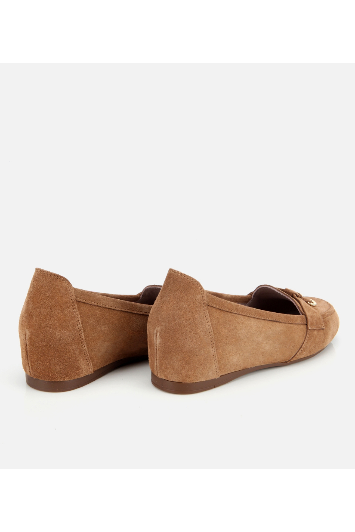 Kadın Süet Deri Taba Dolgu Topuklu Rahat Günlük Loafer - Görsel 5