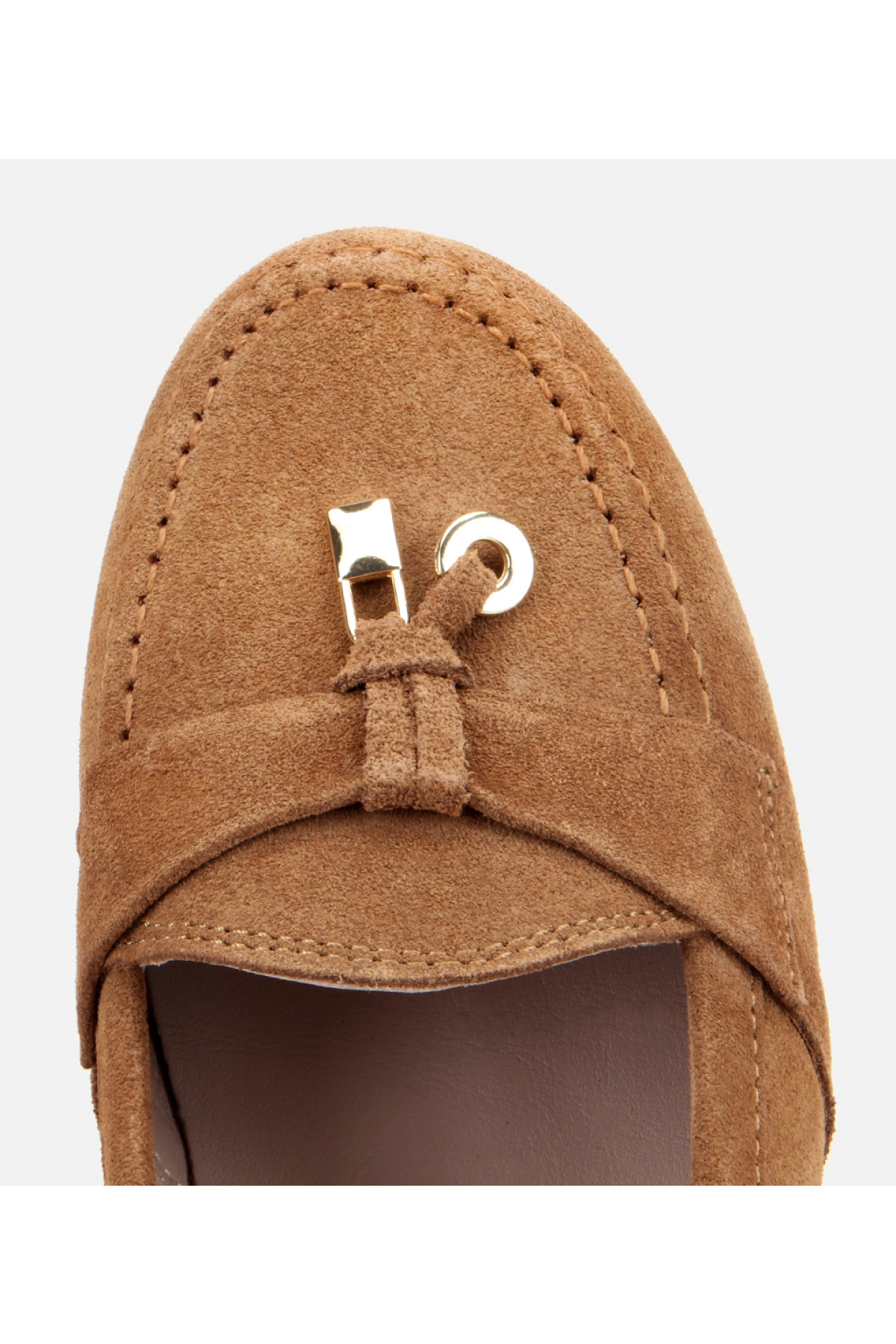 Kadın Süet Deri Taba Dolgu Topuklu Rahat Günlük Loafer - Görsel 6
