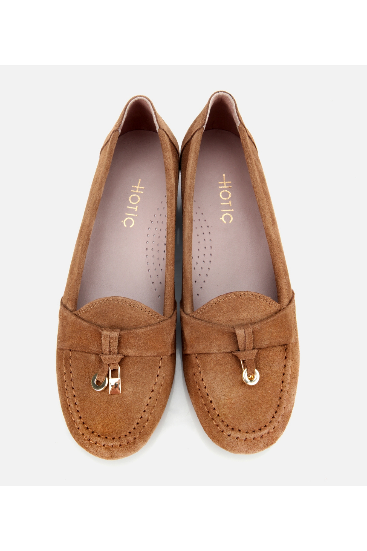 Kadın Süet Deri Taba Dolgu Topuklu Rahat Günlük Loafer - Görsel 7