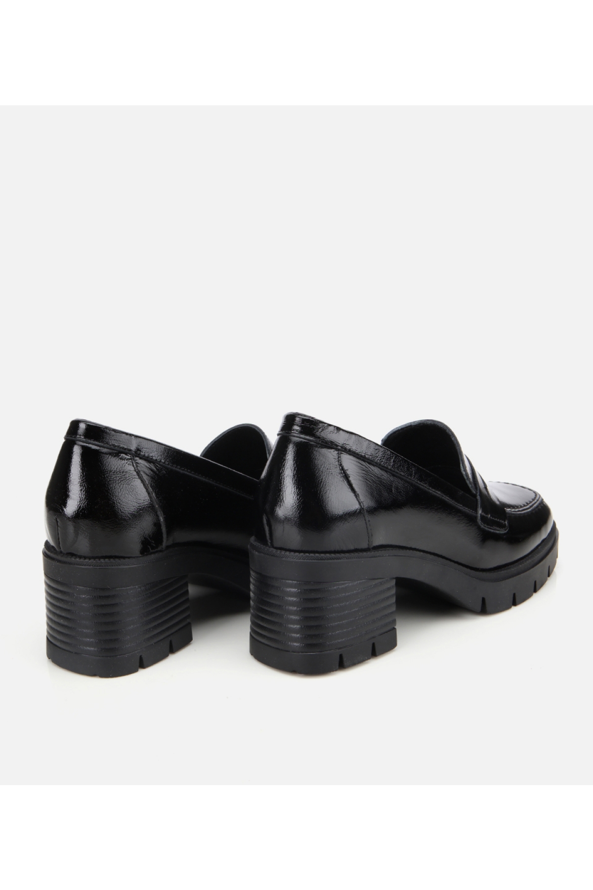 Kadın Rugan Deri Siyah Topuklu Klasik Loafer - Görsel 5