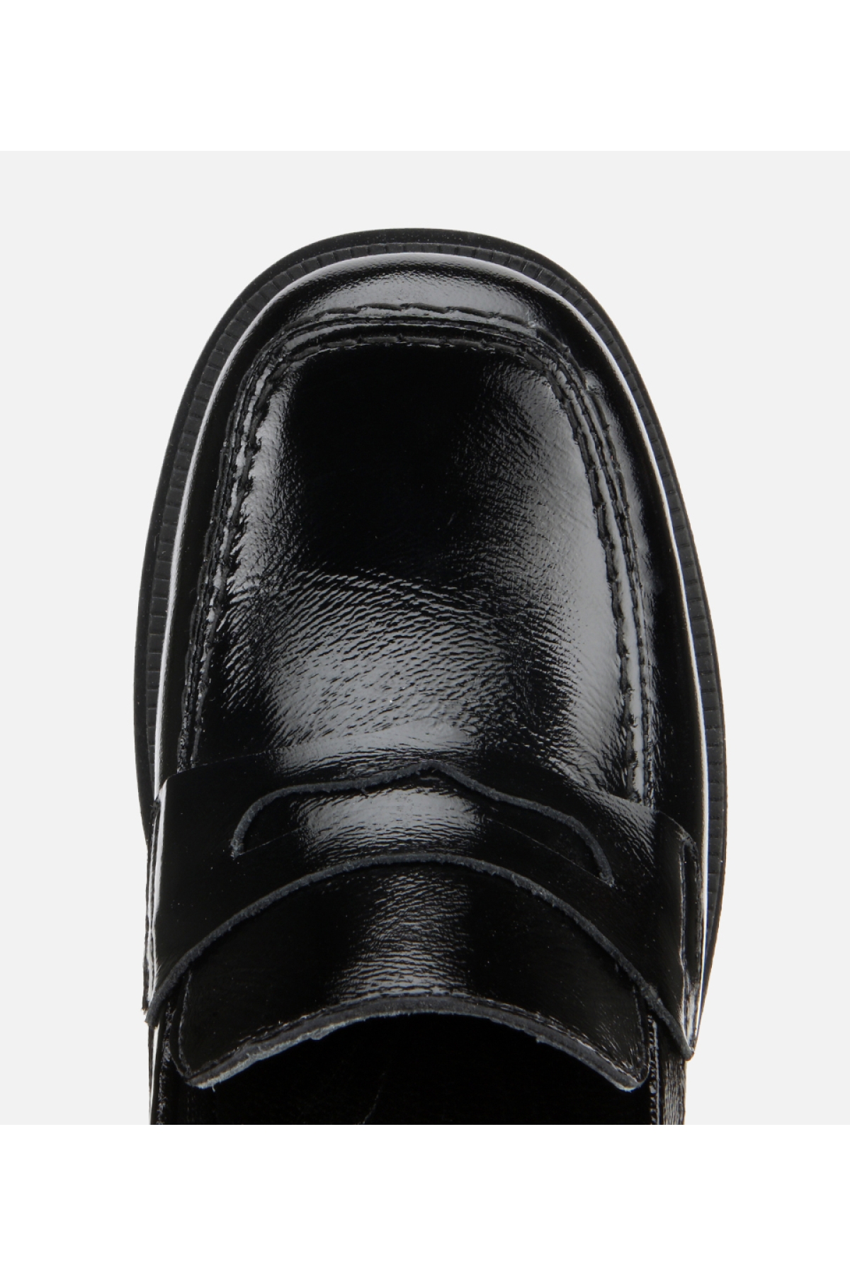 Kadın Rugan Deri Siyah Topuklu Klasik Loafer - Görsel 6