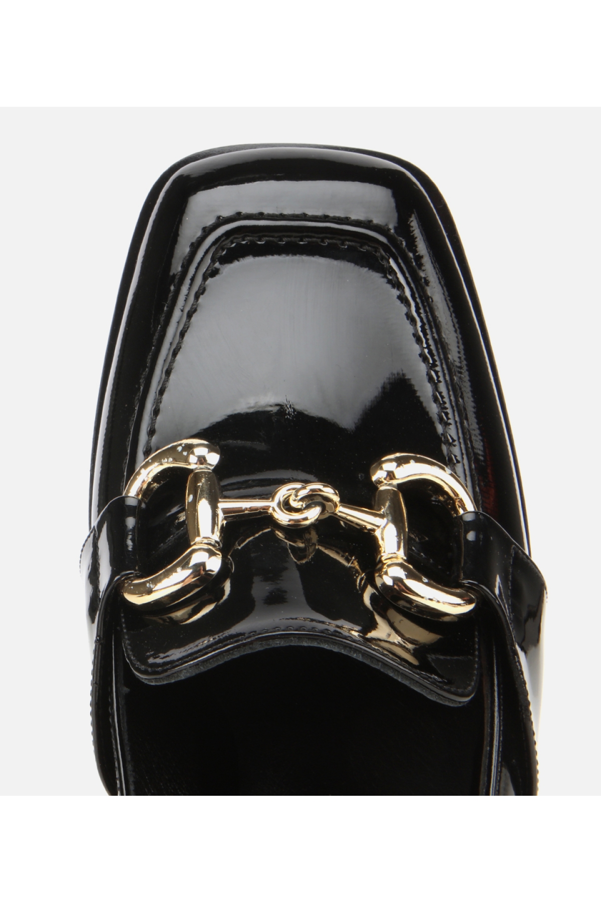 Kadın Rugan Siyah Tokalı Kare Uçlu Topuklu Klasik Loafer - Görsel 6