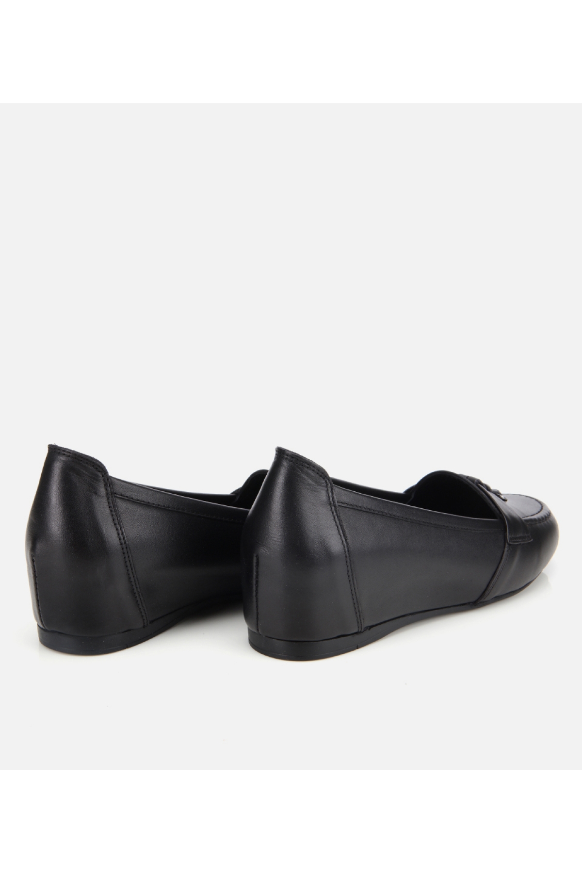 Kadın Deri Siyah Dolgu Topuklu Rahat Günlük Loafer - Görsel 5