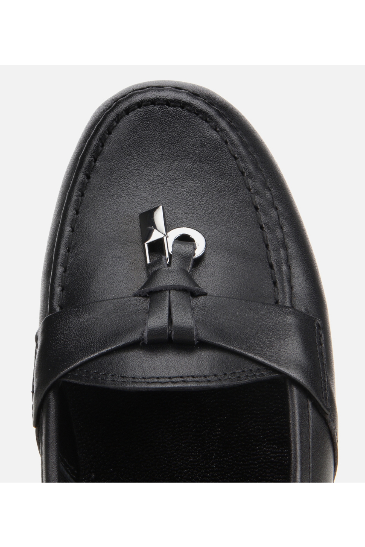Kadın Deri Siyah Dolgu Topuklu Rahat Günlük Loafer - Görsel 6