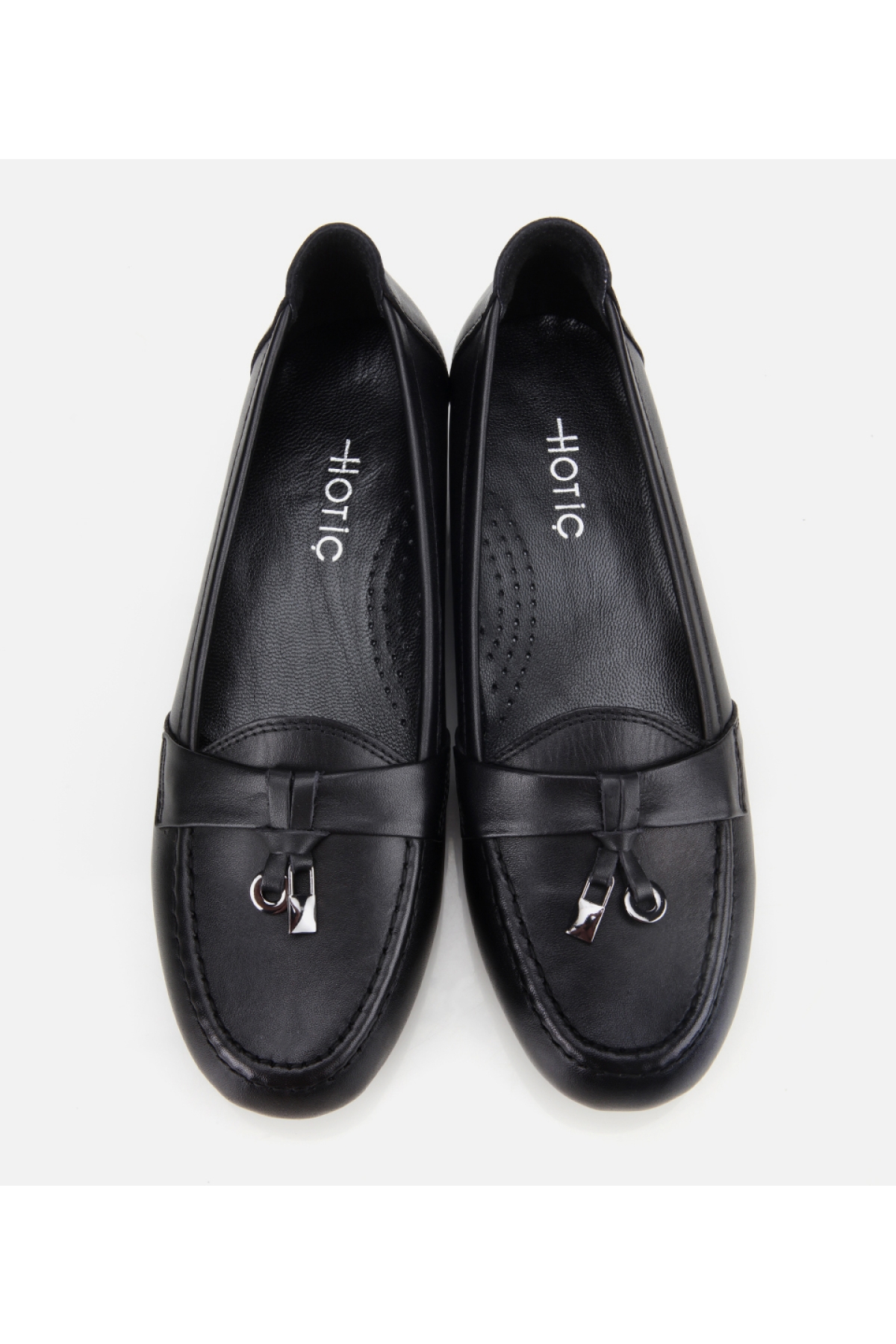 Kadın Deri Siyah Dolgu Topuklu Rahat Günlük Loafer - Görsel 7