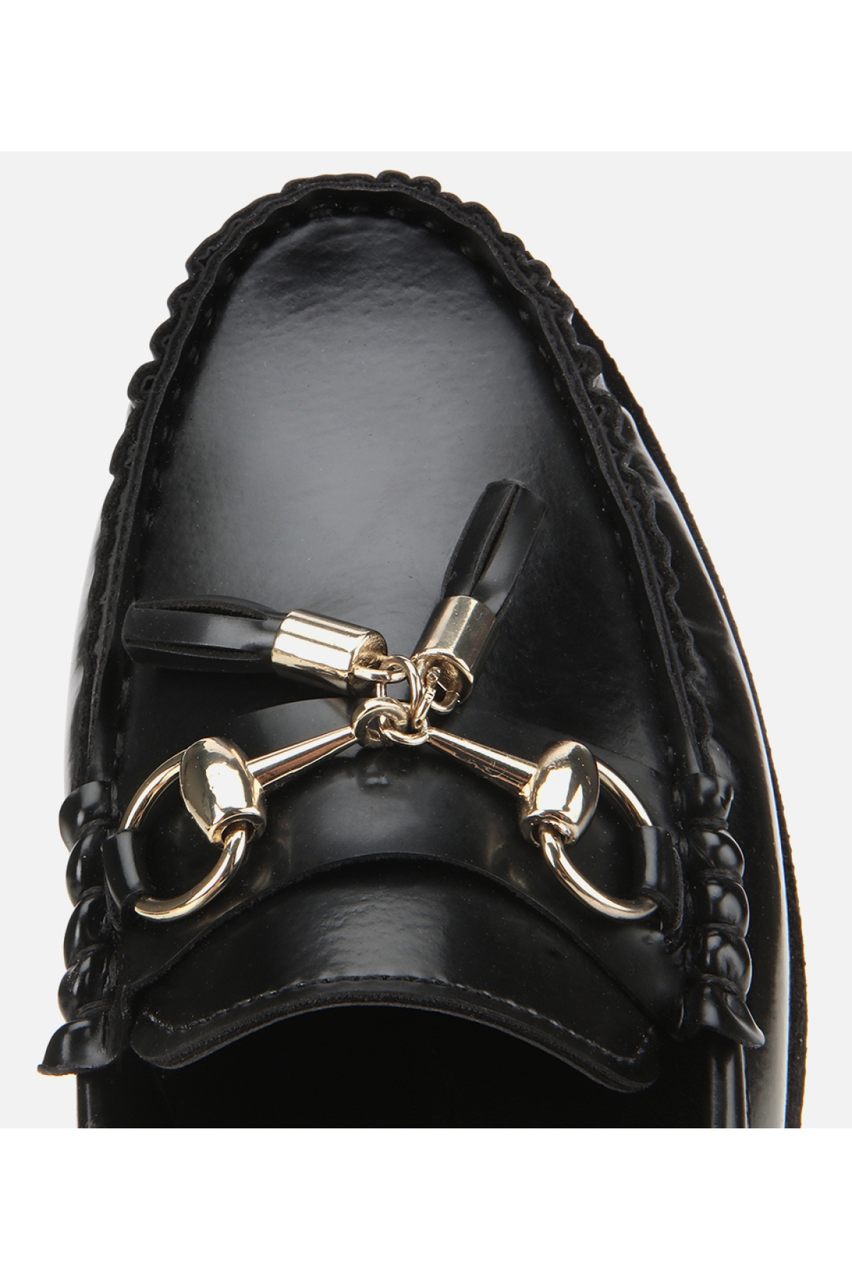 Kadın Rugan Siyah Püsküllü Klasik Loafer - Görsel 6