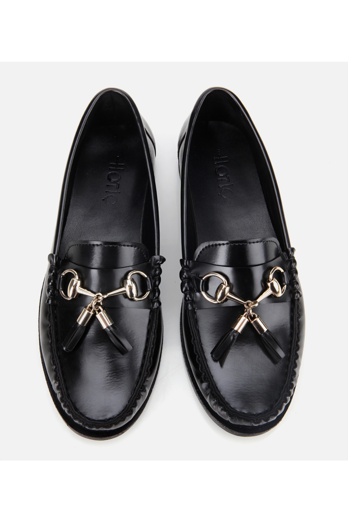 Kadın Rugan Siyah Püsküllü Klasik Loafer - Görsel 7