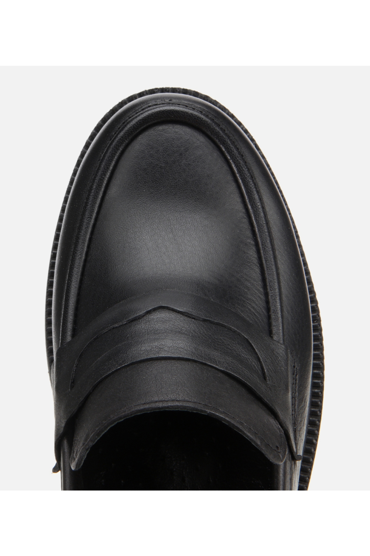 Kadın Deri Siyah Kalın Tabanlı Klasik Loafer - Görsel 6