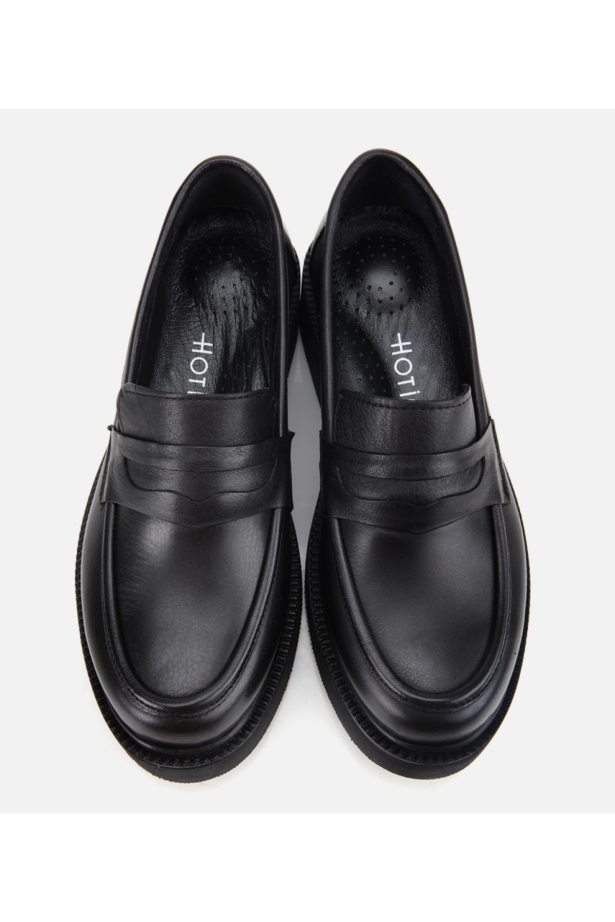 Kadın Deri Siyah Kalın Tabanlı Klasik Loafer - Görsel 7