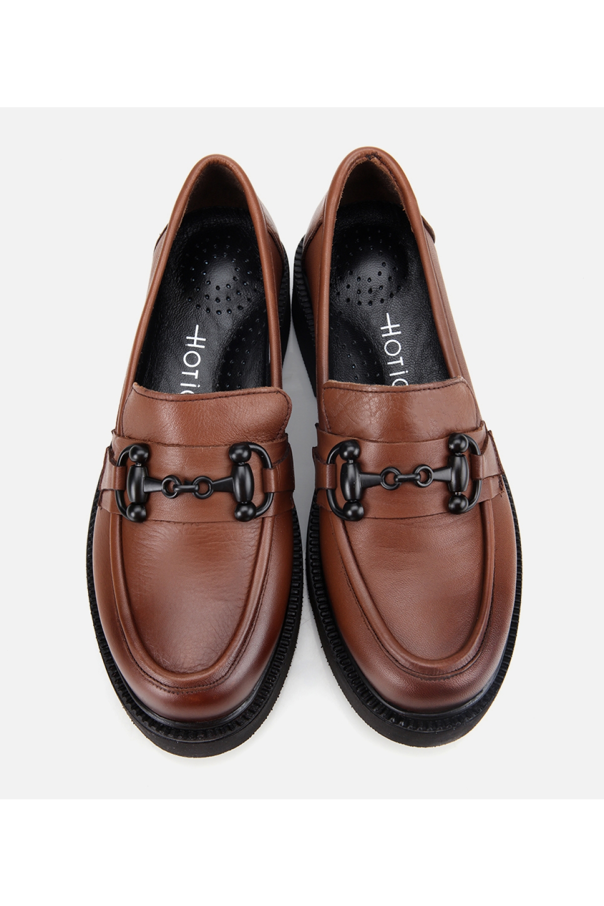 Kadın Deri Kahverengi Kalın Tabanlı Klasik Loafer - Görsel 7