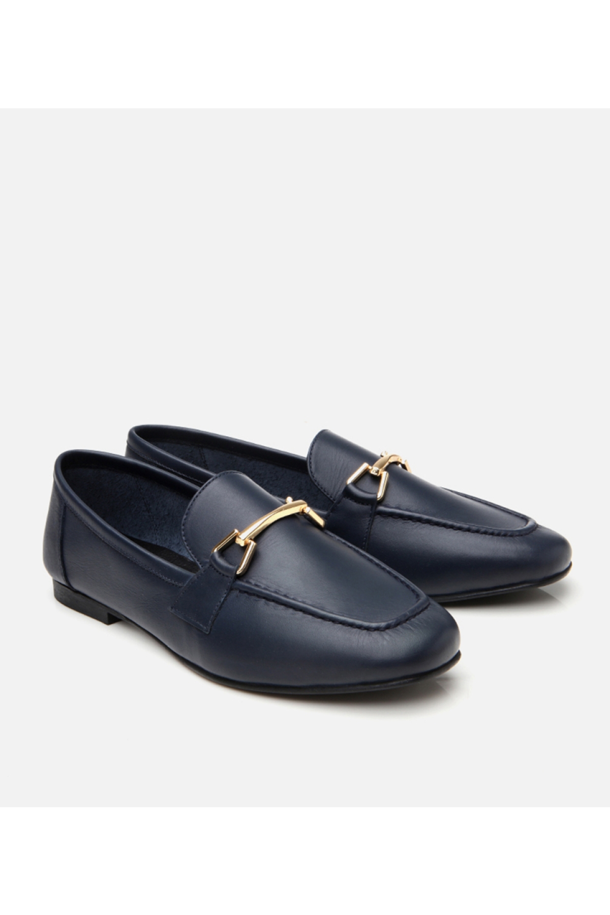 Kadın Deri Lacivert Tokalı Loafer - Görsel 3