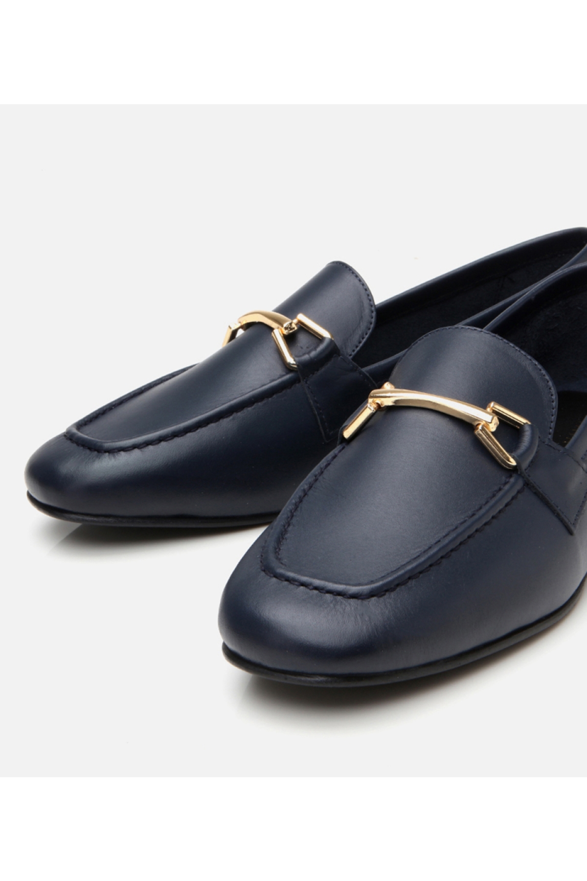 Kadın Deri Lacivert Tokalı Loafer - Görsel 4