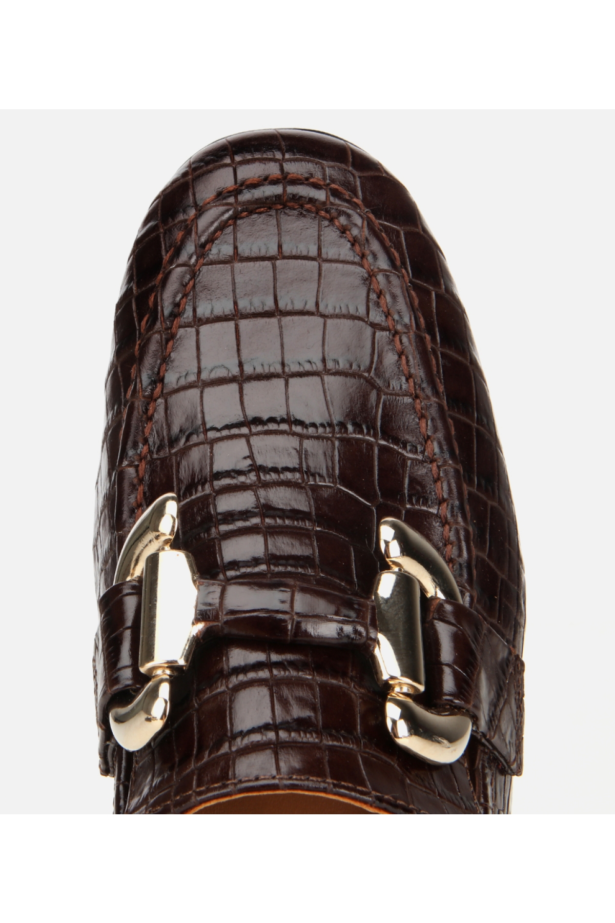 Kadın Deri Kahverengi Kroko Baskılı Klasik Loafer - Görsel 6