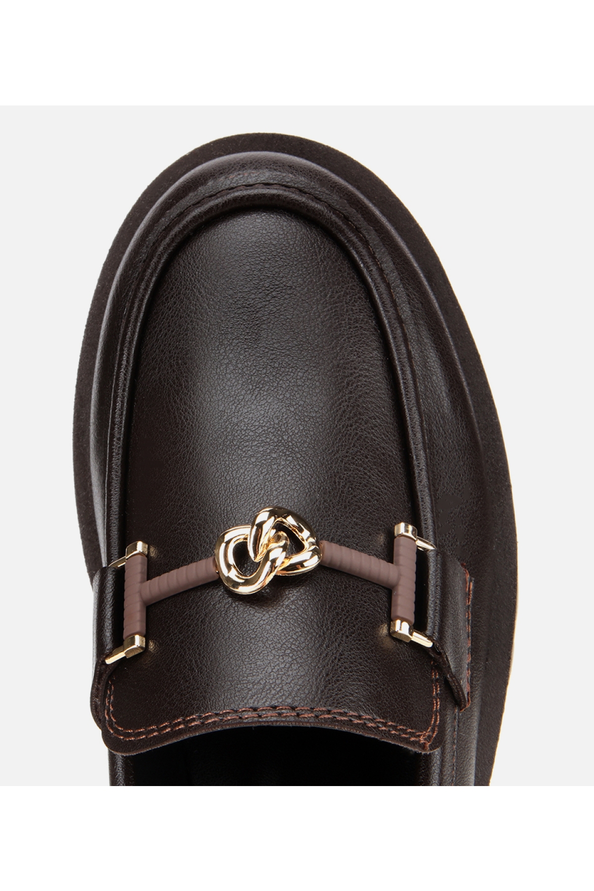 Kadın Kahverengi Kalın Tabanlı Klasik Loafer - Görsel 6