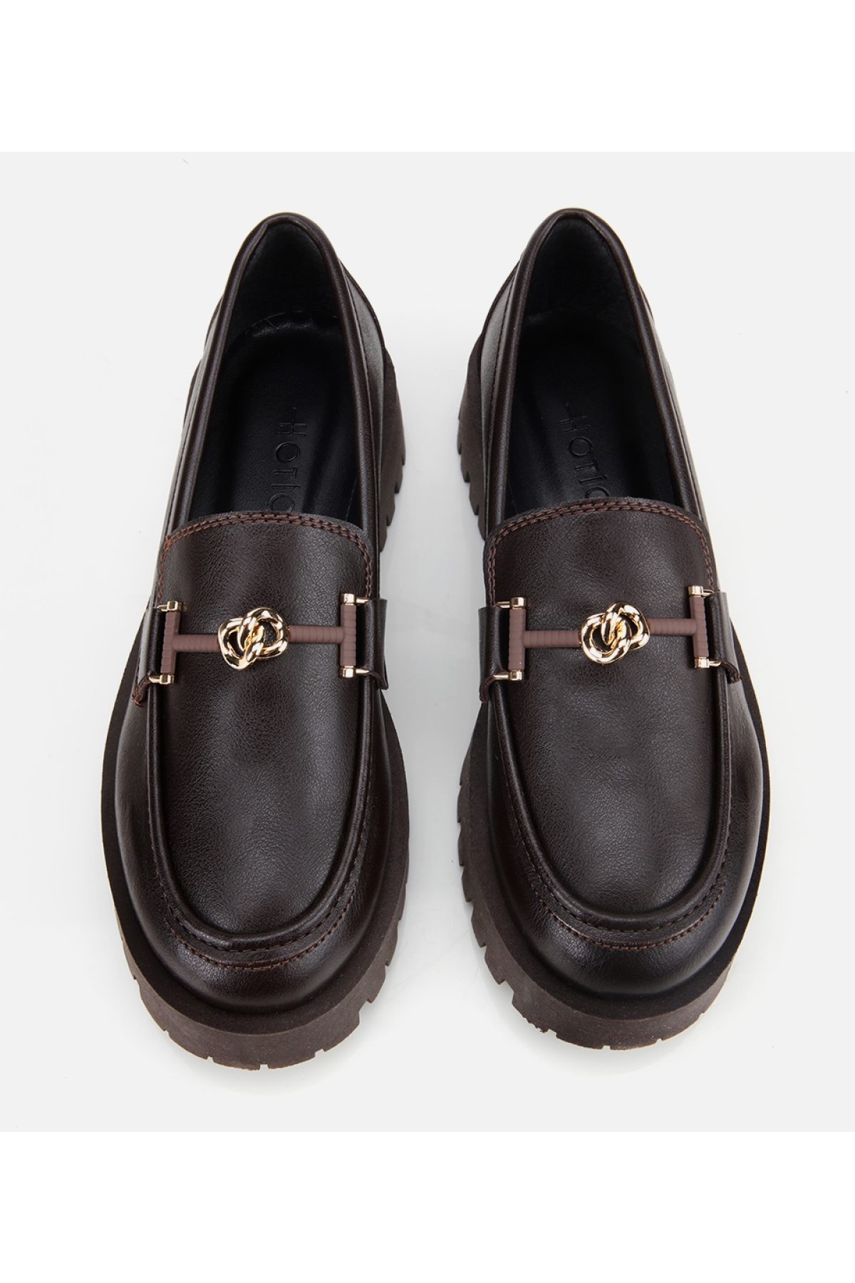 Kadın Kahverengi Kalın Tabanlı Klasik Loafer - Görsel 7