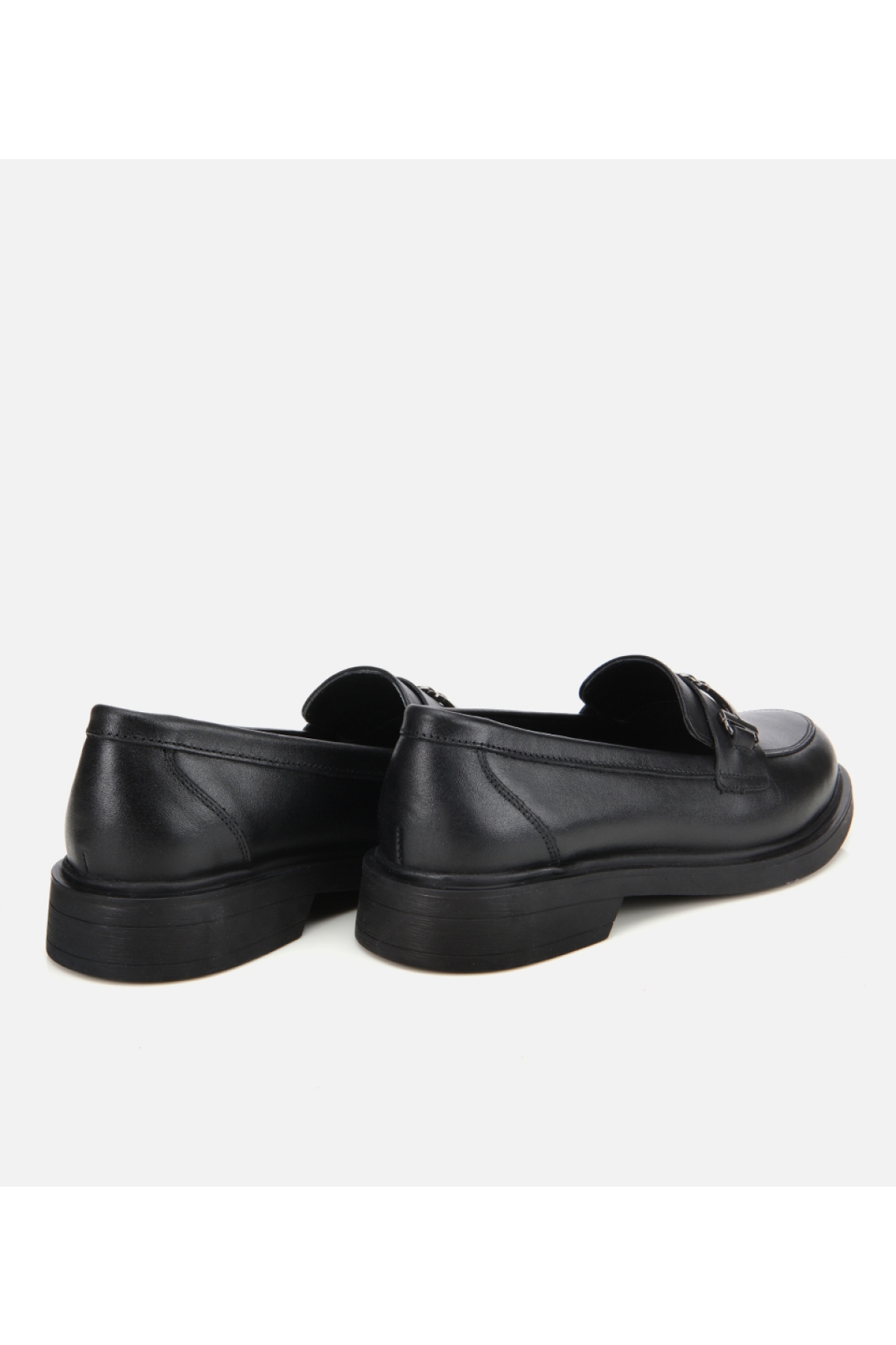 Kadın Deri Siyah Tokalı Klasik Loafer - Görsel 5