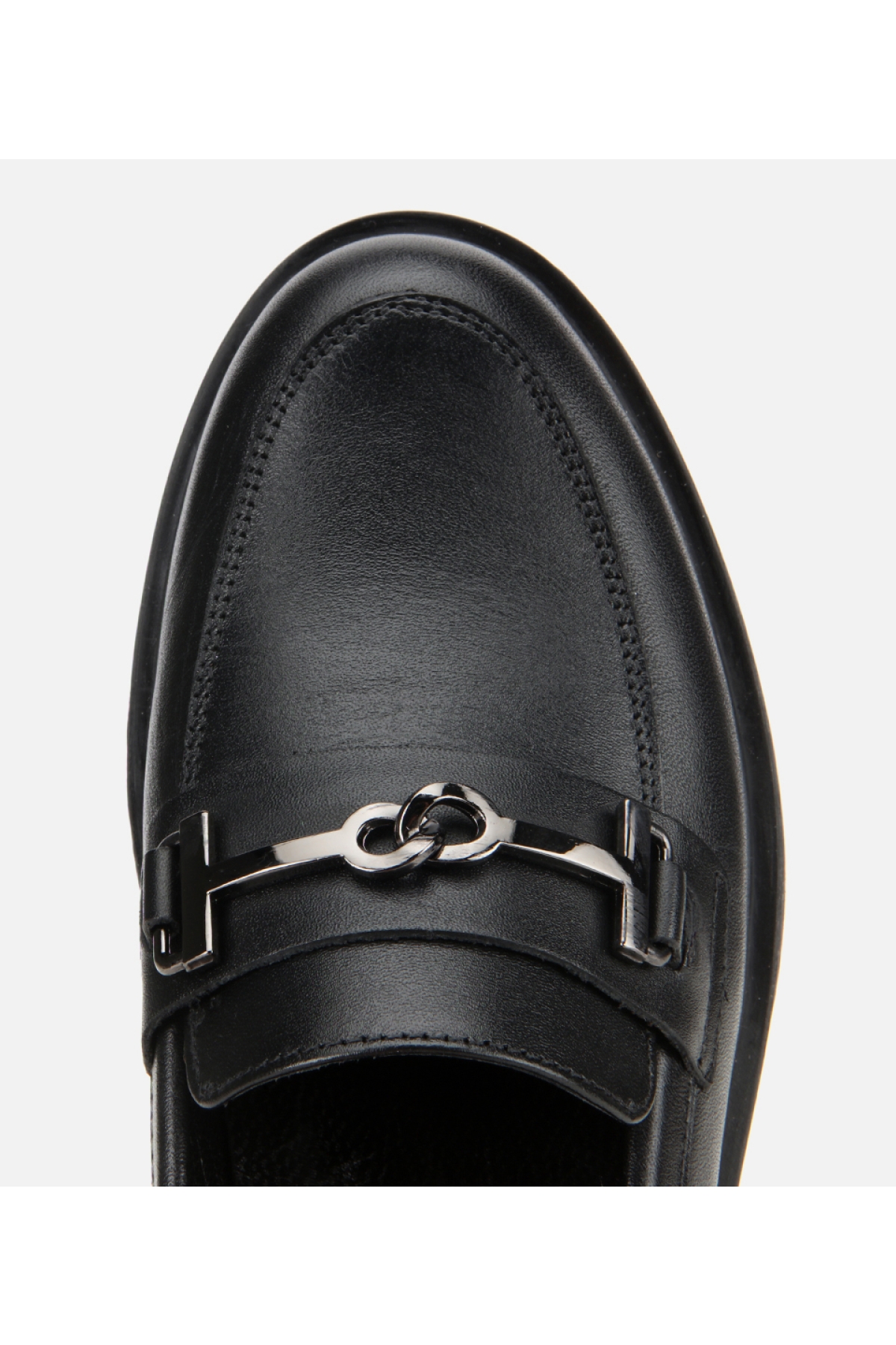 Kadın Deri Siyah Tokalı Klasik Loafer - Görsel 6