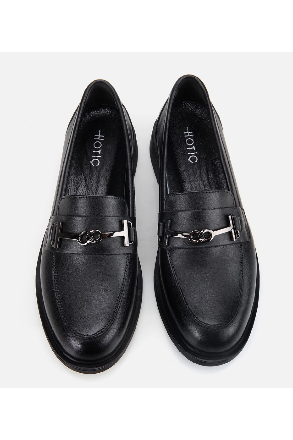 Kadın Deri Siyah Tokalı Klasik Loafer - Görsel 7