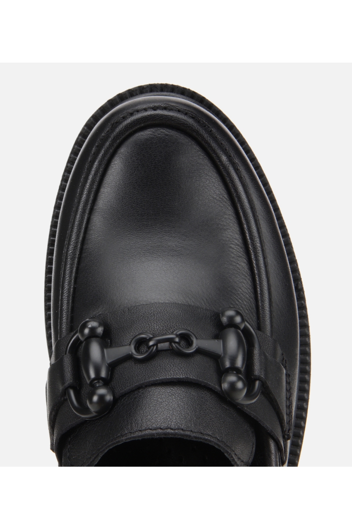 Kadın Deri Siyah Kalın Tabanlı Klasik Loafer - Görsel 6