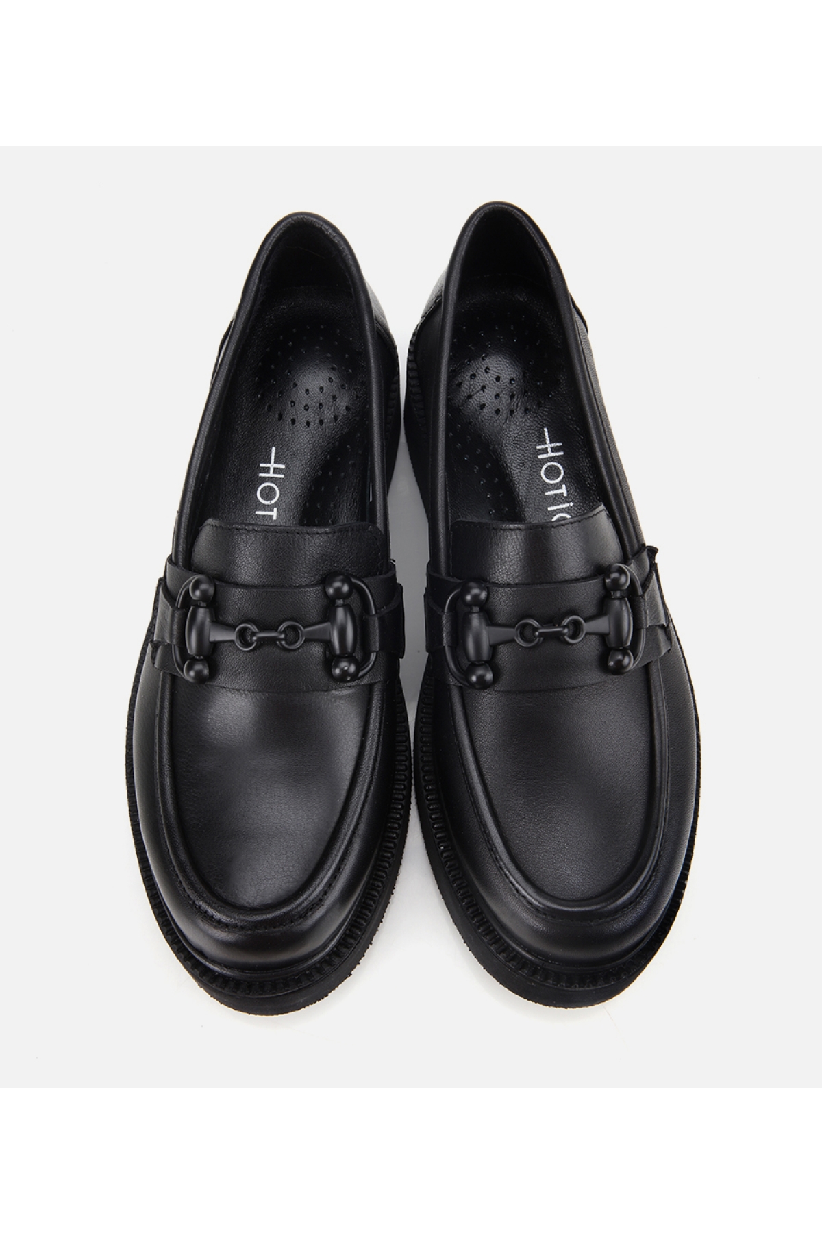 Kadın Deri Siyah Kalın Tabanlı Klasik Loafer - Görsel 7