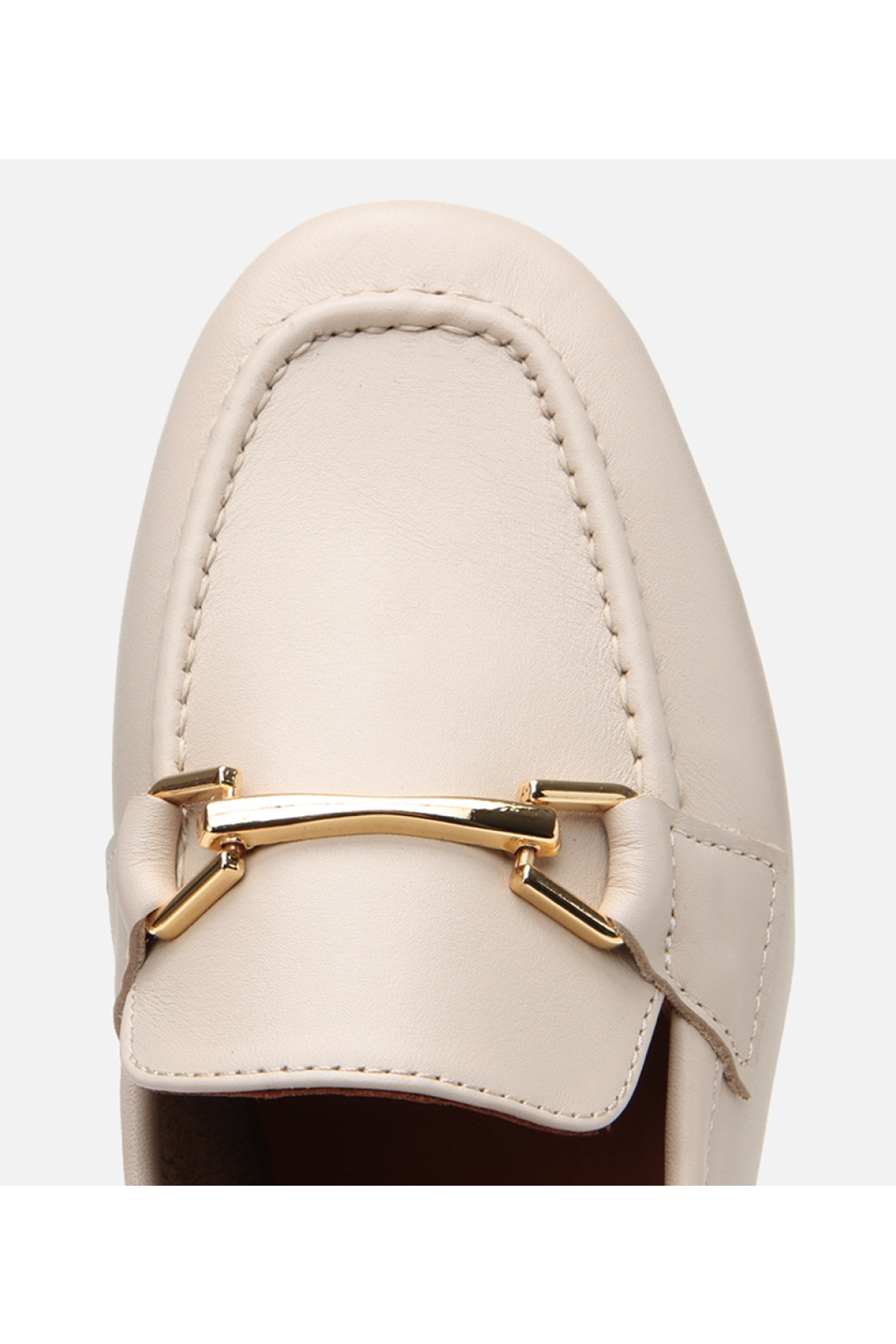 Kadın Deri Ekru Tokalı Loafer - Görsel 5