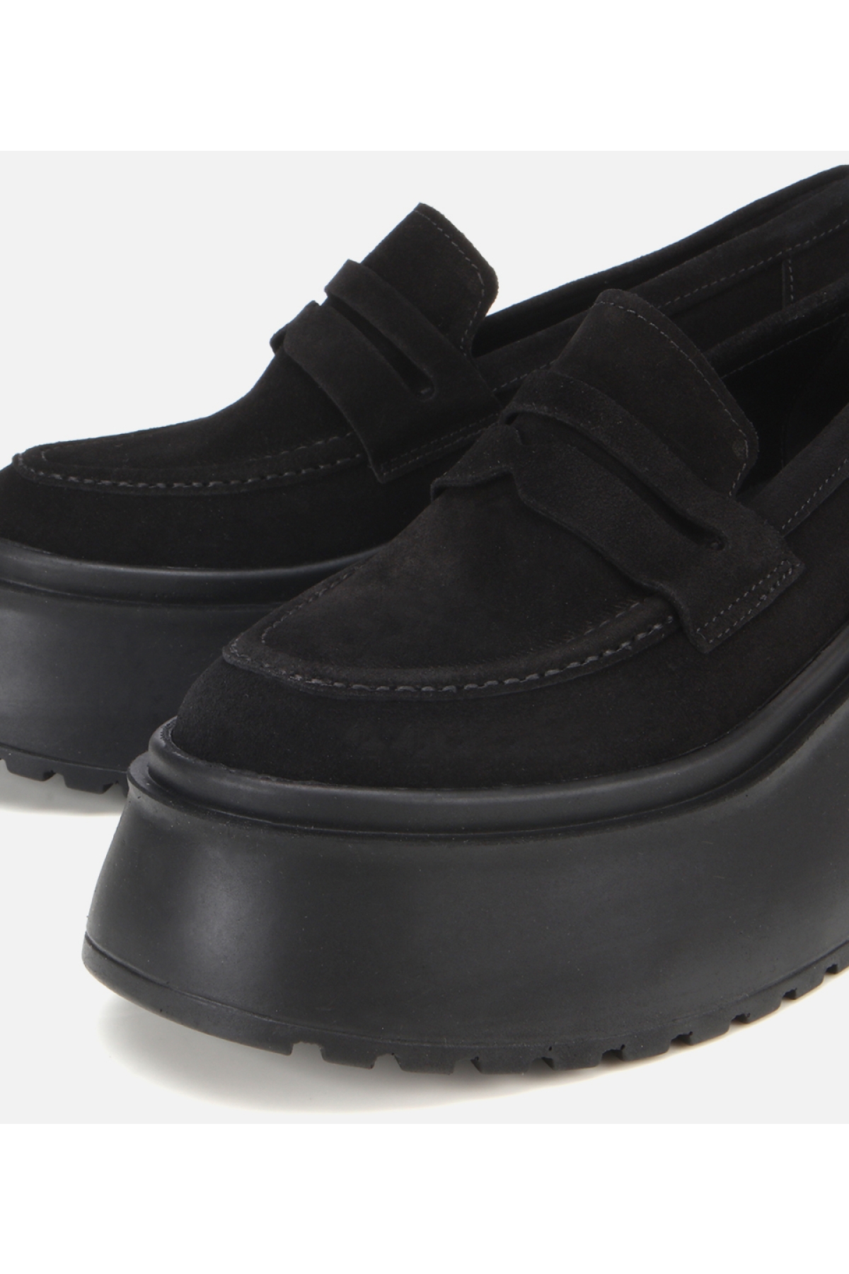 Kadın Süet Deri Siyah Dolgu Topuklu Günlük Loafer - Görsel 4