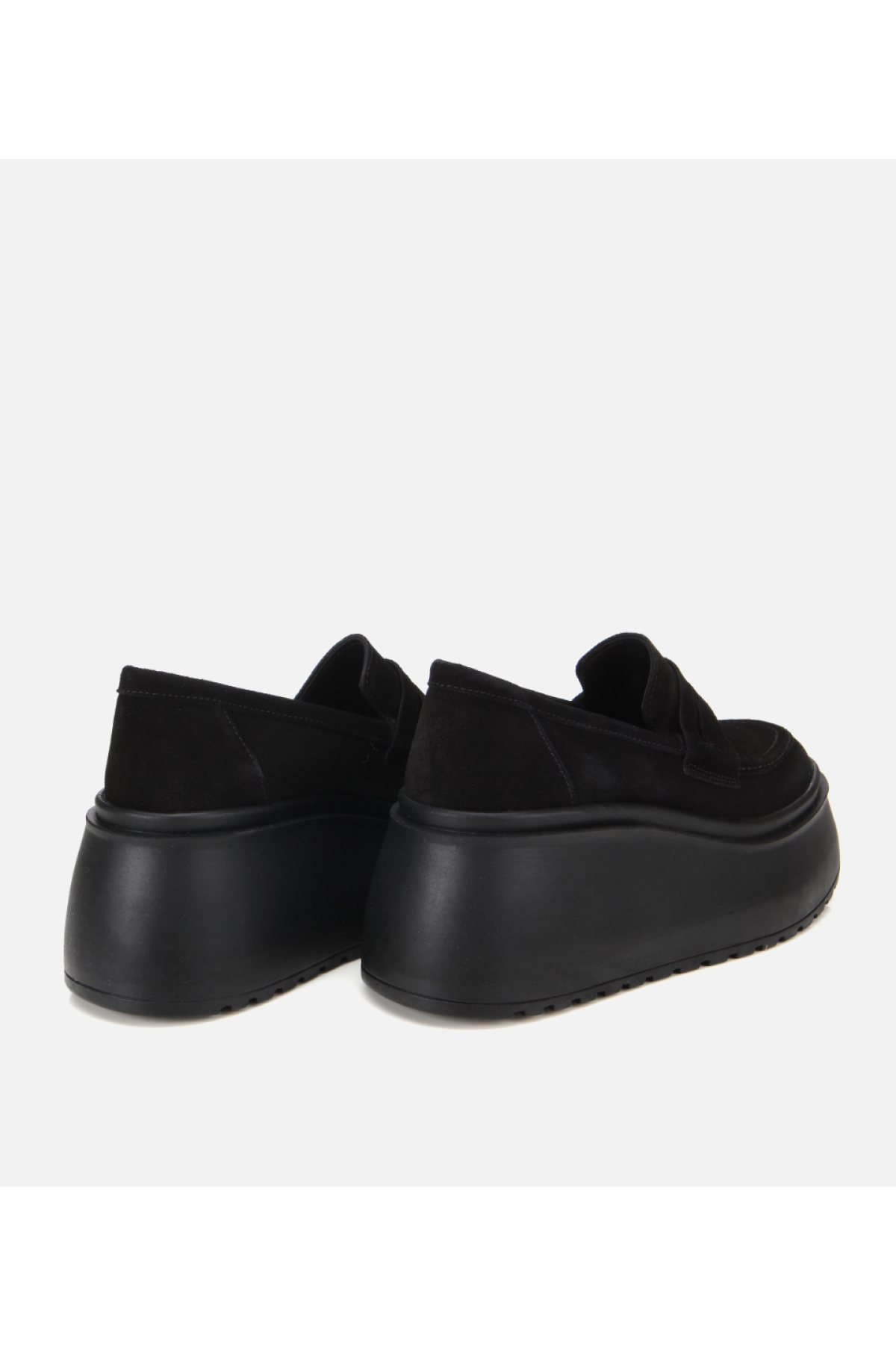 Kadın Süet Deri Siyah Dolgu Topuklu Günlük Loafer - Görsel 5
