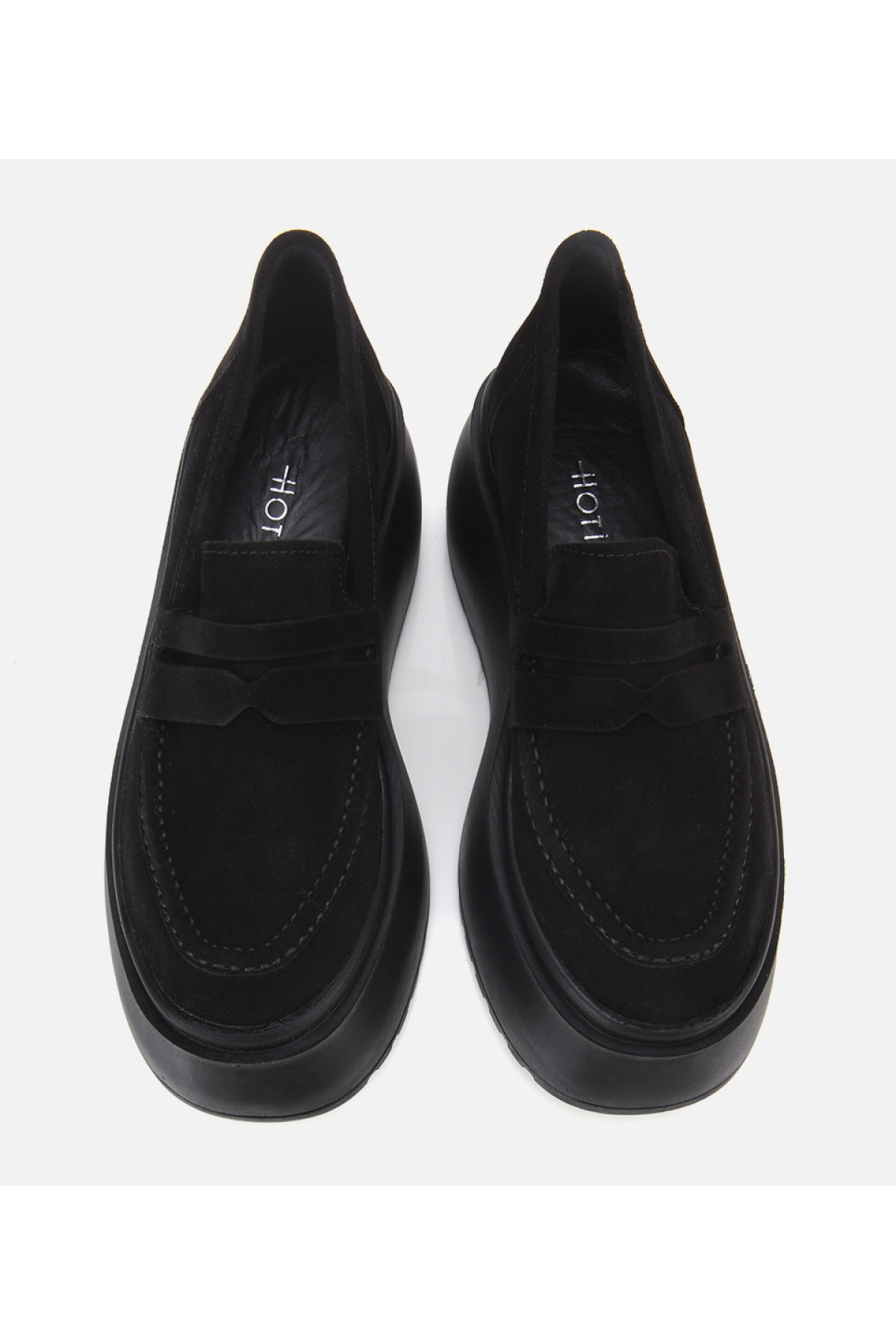 Kadın Süet Deri Siyah Dolgu Topuklu Günlük Loafer - Görsel 7