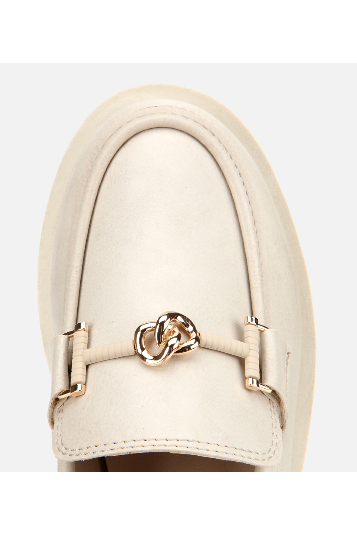 Kadın Ekru Kalın Tabanlı Klasik Loafer - Görsel 6