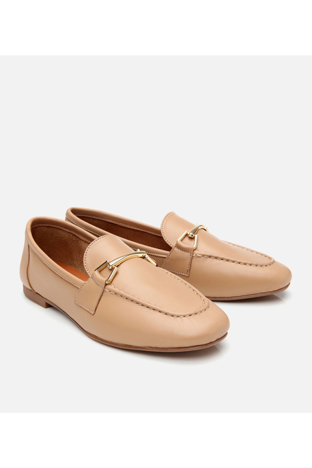 Kadın Deri Bej Tokalı Loafer - Görsel 3
