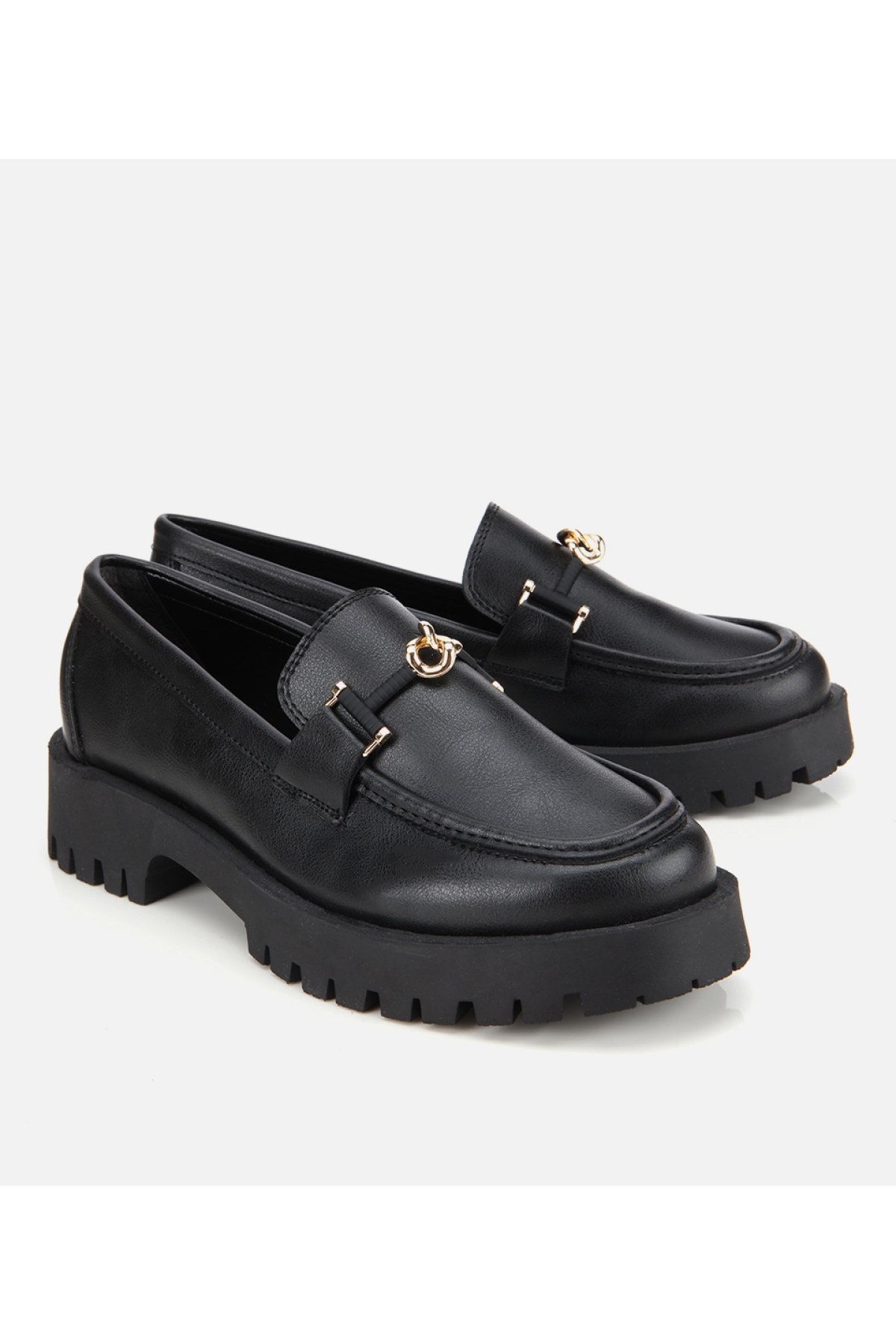 Kadın Siyah Kalın Tabanlı Klasik Loafer - Görsel 3